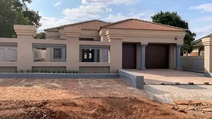 Completed residential house with tiled roof